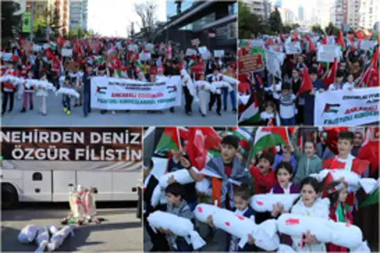 Ankara'da çocuklar Gazze için yürüdü