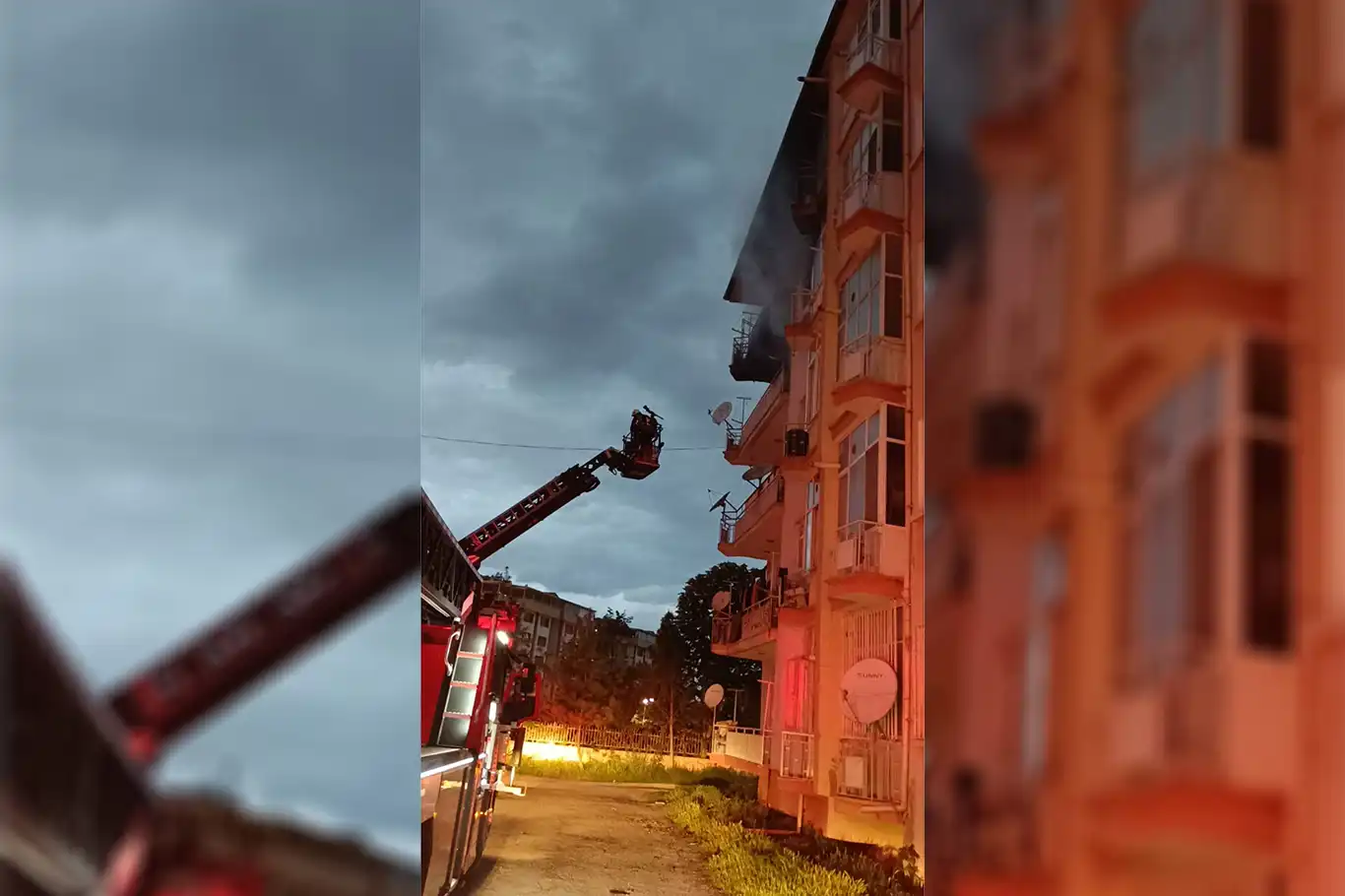 Çıkan yangında bina sakinleri mahsur kaldı