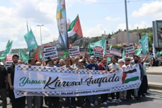 İstanbul'da "Küresel Gazze Yürüyüşü"ne destek, Sisi'ye tepki