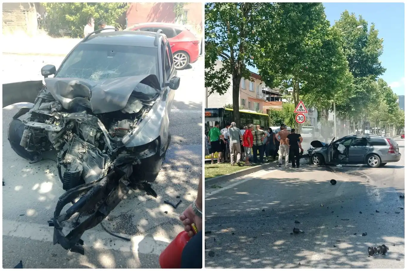 Bursa'da otomobil bariyerlere çarptı: Bir yaralı