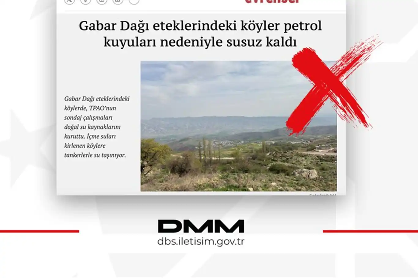 DMM'den "Gabar'daki petrol kuyuları köyleri susuz bıraktı" iddiasına yalanlama DMM'den "Gabar'daki petrol kuyuları köyleri susuz bıraktı" iddiasına yalanlama
