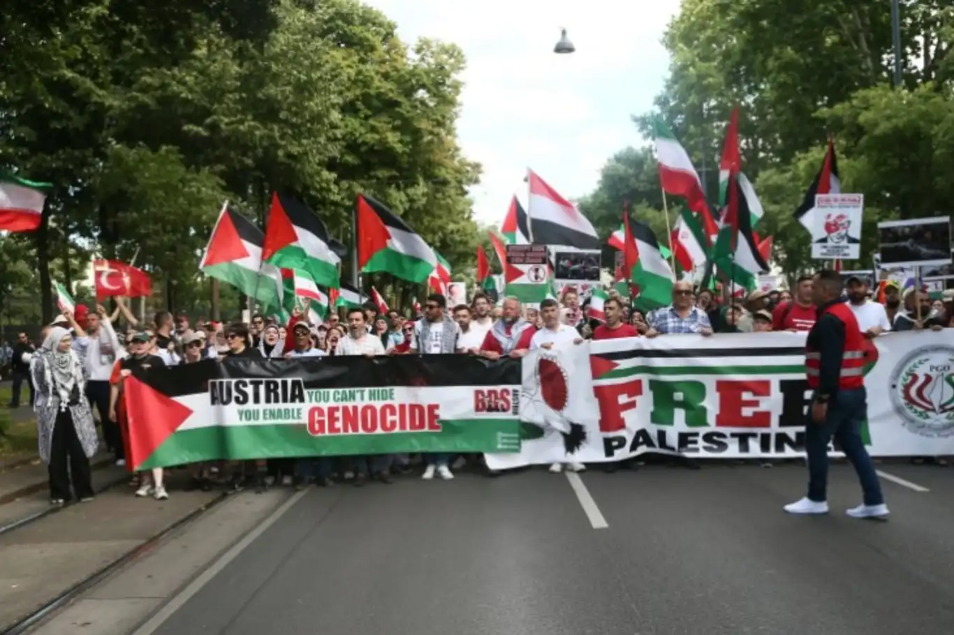 المتظاهرون الداعمون لفلسطين في فيينا: "النمسا شريكة في جريمة الإبادة" المتظاهرون الداعمون لفلسطين في فيينا: "النمسا شريكة في جريمة الإبادة"