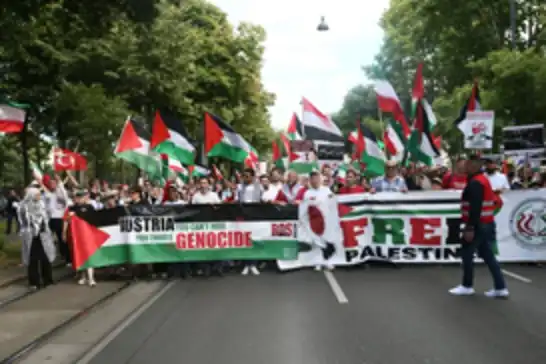 المتظاهرون الداعمون لفلسطين في فيينا: "النمسا شريكة في جريمة الإبادة"