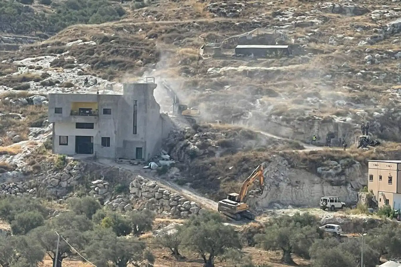 Israeli occupation forces level Palestinian house in Ramallah