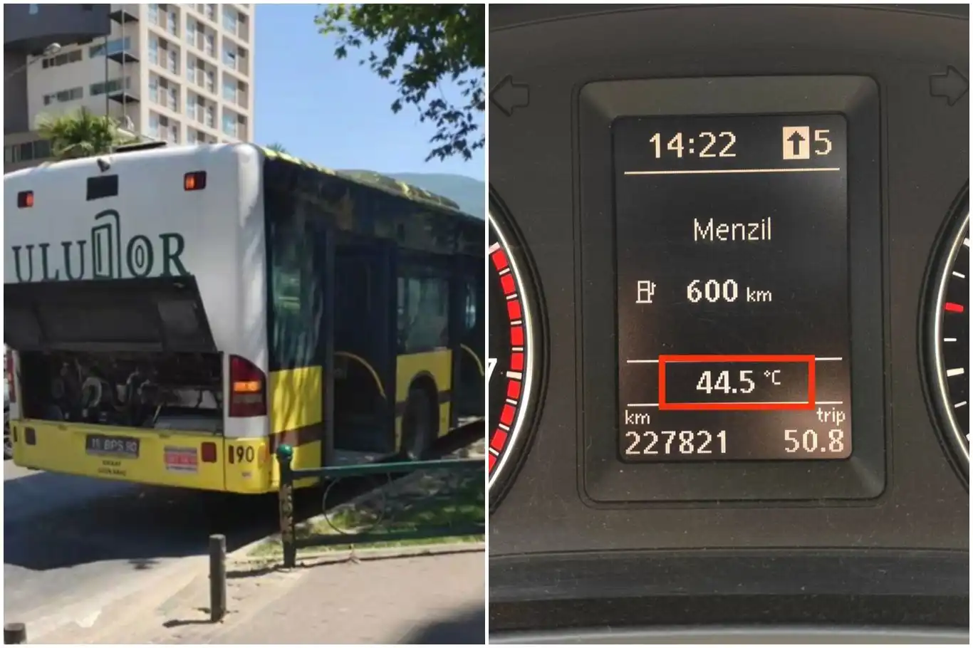 Bursa'da aşırı sıcaklar otobüsü yolda bıraktı