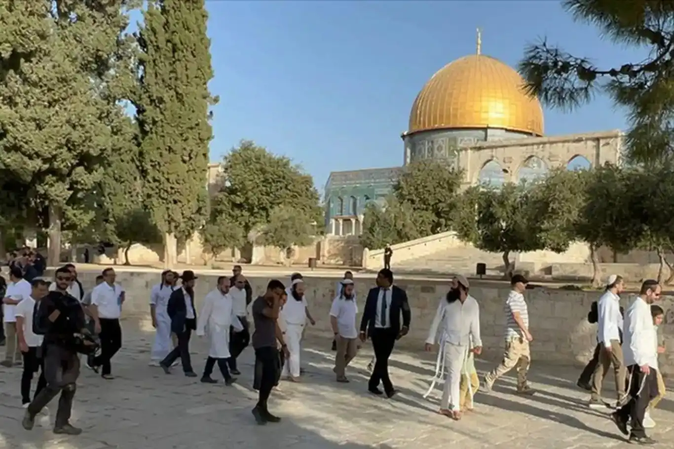 تحت حماية الاحتلال.. مجموعات يهودية تقتحم باحات الأقصى بالأغاني والرقصات التلمودية تحت حماية الاحتلال.. مجموعات يهودية تقتحم باحات الأقصى بالأغاني والرقصات التلمودية