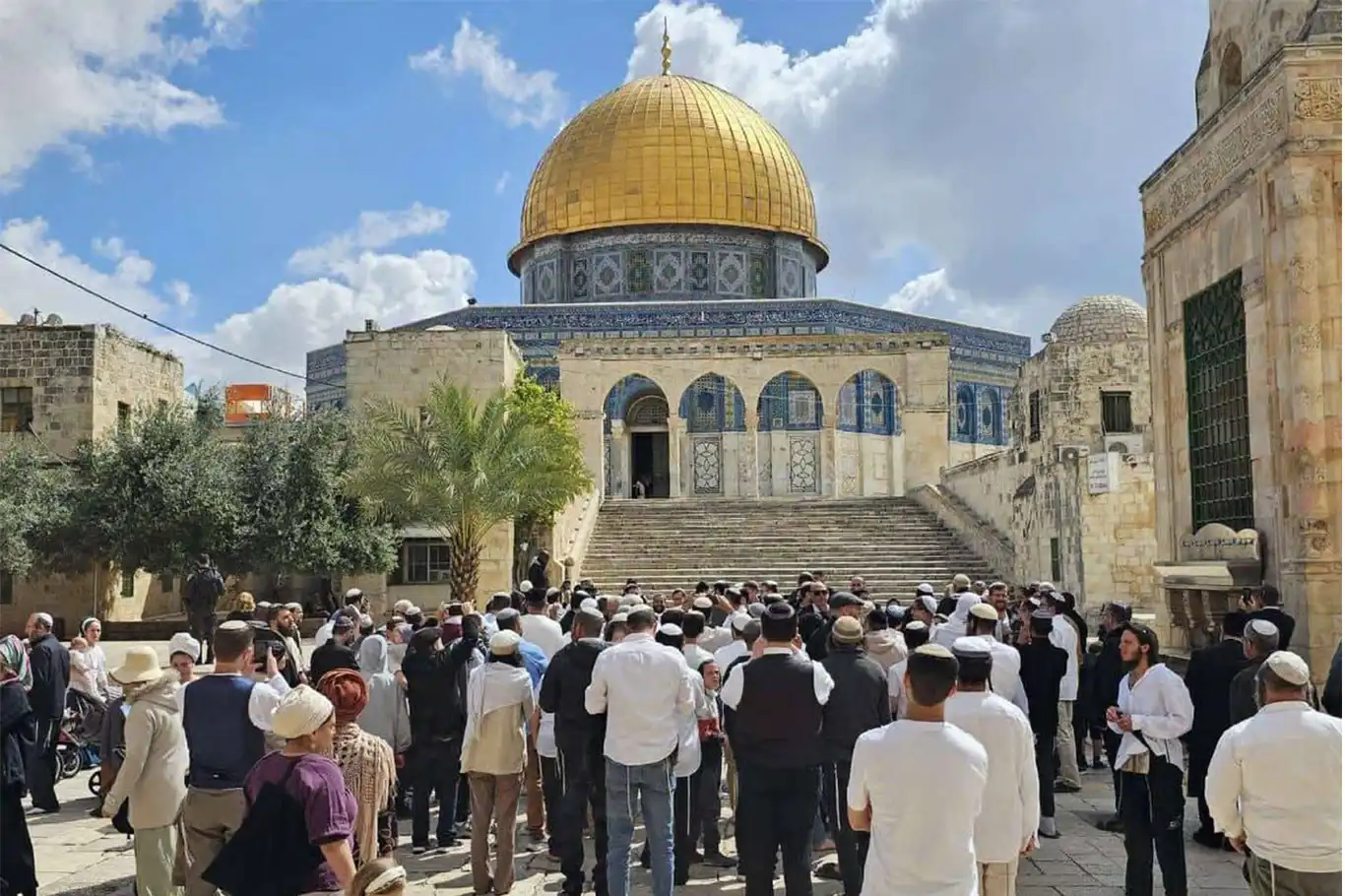 مراسم زفاف صهيونية في باحات الأقصى وسط حماية شرطة الاحتلال مراسم زفاف صهيونية في باحات الأقصى وسط حماية شرطة الاحتلال