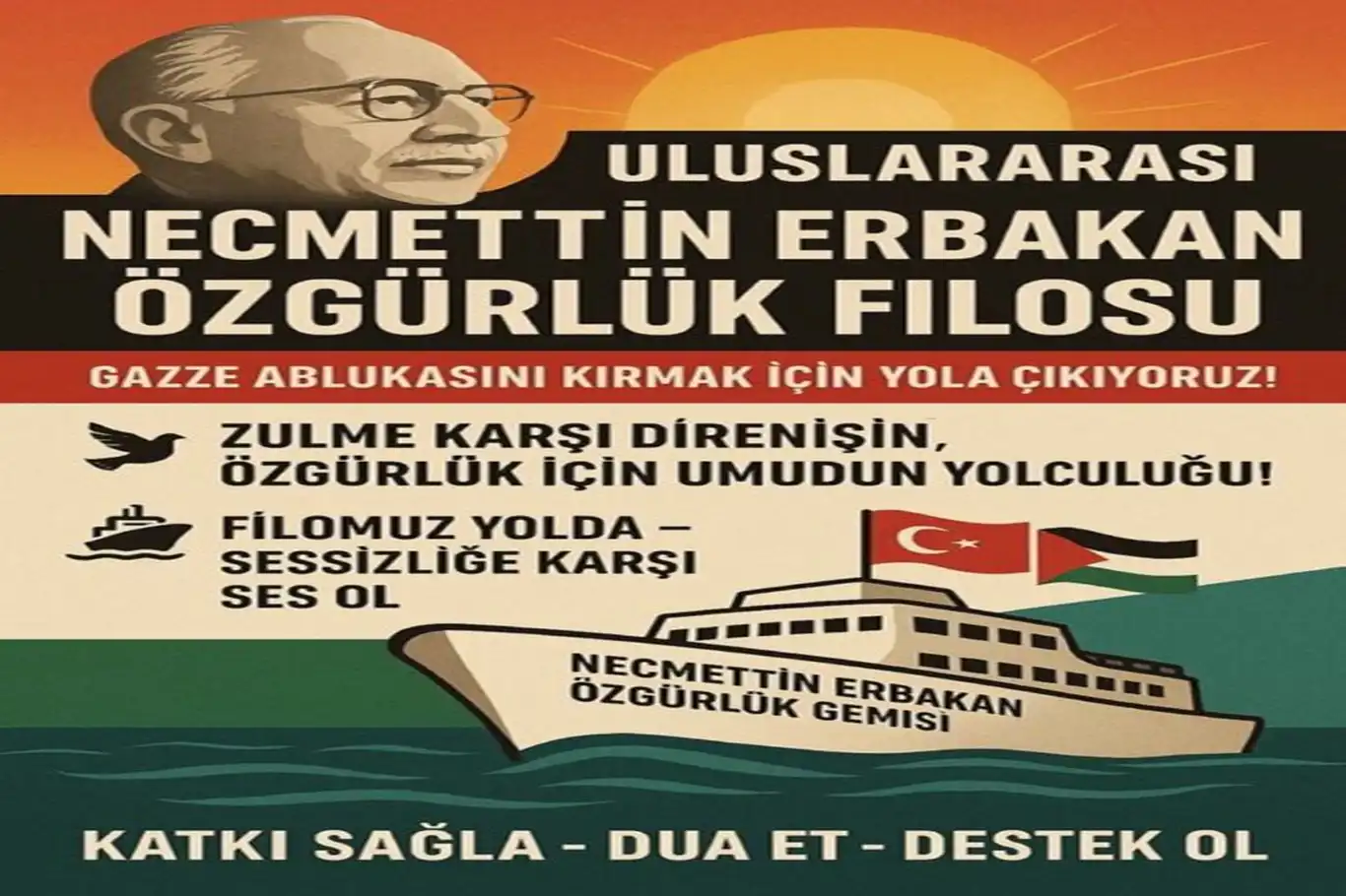 Gazze ablukasını kırmak için yola çıkıyor: Uluslararası Erbakan Özgürlük Filosu Gazze ablukasını kırmak için yola çıkıyor: Uluslararası Erbakan Özgürlük Filosu