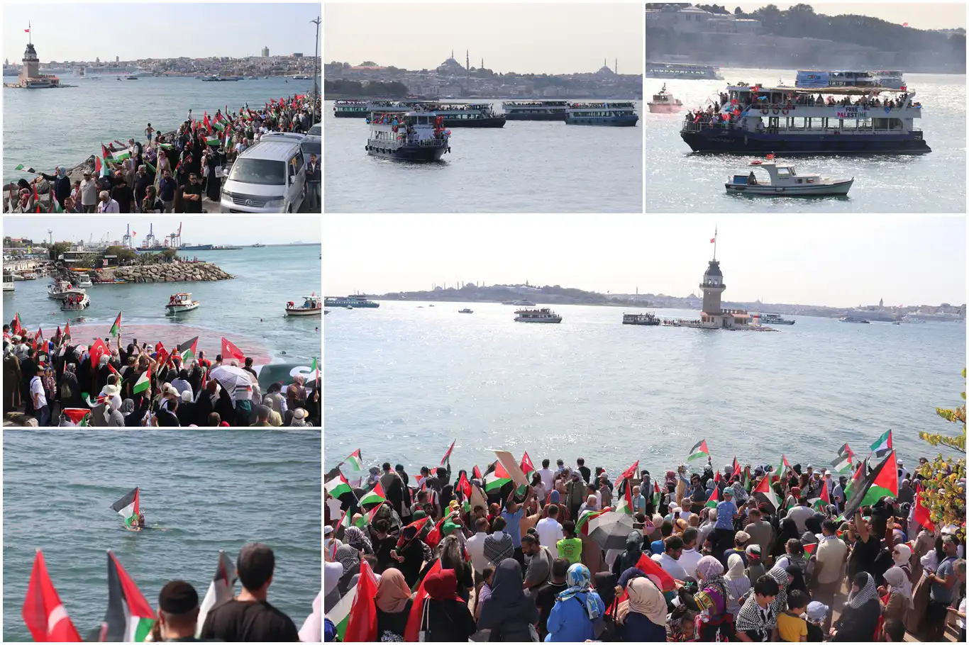 İstanbul Boğazı'ndan Gazze'ye selam gönderildi İstanbul Boğazı'ndan Gazze'ye selam gönderildi