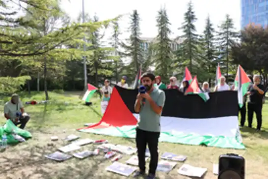 ABD Büyükelçiliği önünde "Gazze nöbeti" 5'inci gününde
