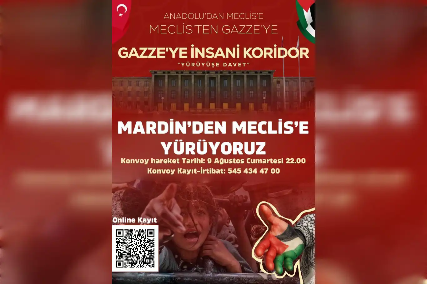 Gazze için “İnsani Koridor” yürüyüşüne Mardin’den destek!
