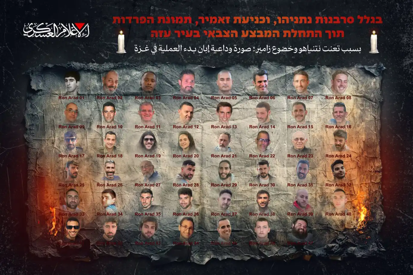 Al-Qassam Brigades release photos of 46 Israeli captives Al-Qassam Brigades release photos of 46 Israeli captives