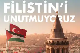 İstanbul Gazze için ayakta: Büyük yürüyüş Galata Köprüsü'nde