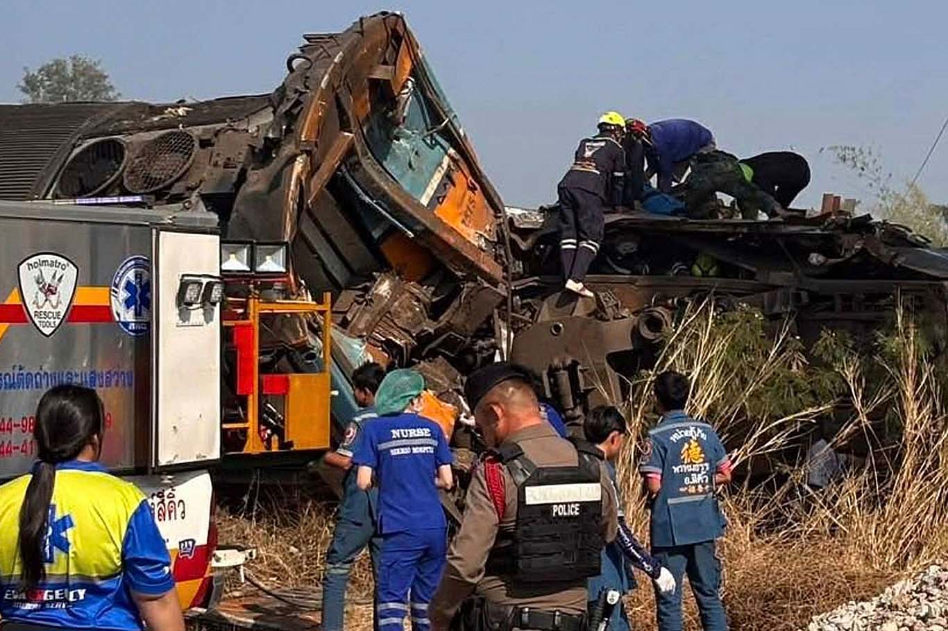 At least 22 killed after construction crane collapses onto train in Thailand