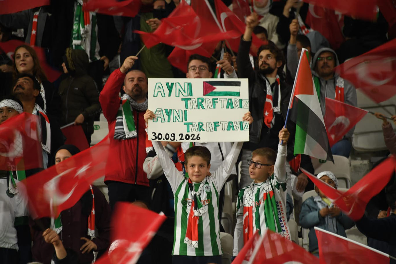 Konya’da Filistin dayanışması: Konyaspor-Filistin maçında 89.59’da anlamlı duruş