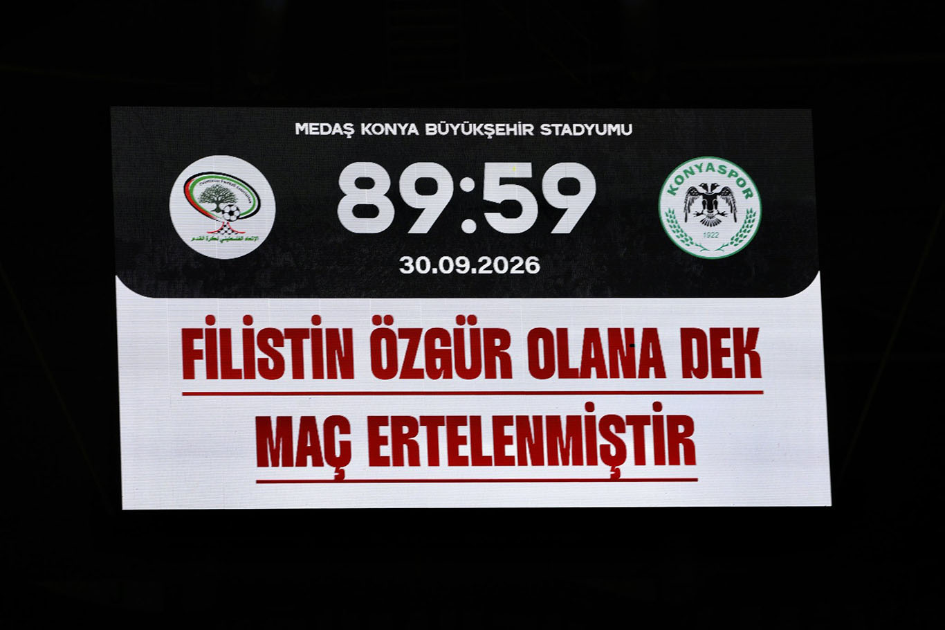 Konya’da Filistin dayanışması: Konyaspor-Filistin maçında 89.59’da anlamlı duruş