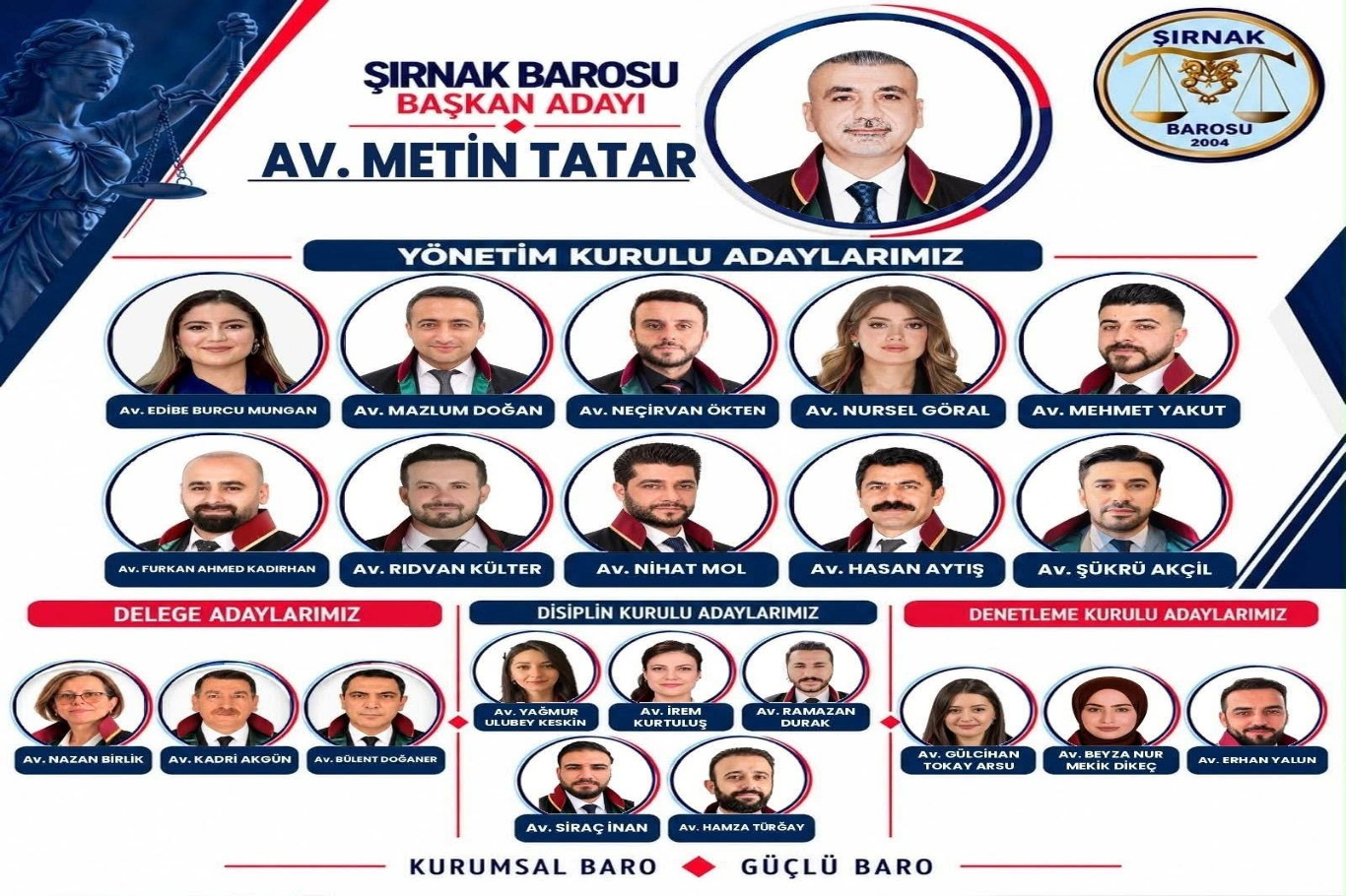 Şırnak'ta Baro başkanlığına Av. Metin Tatar seçildi