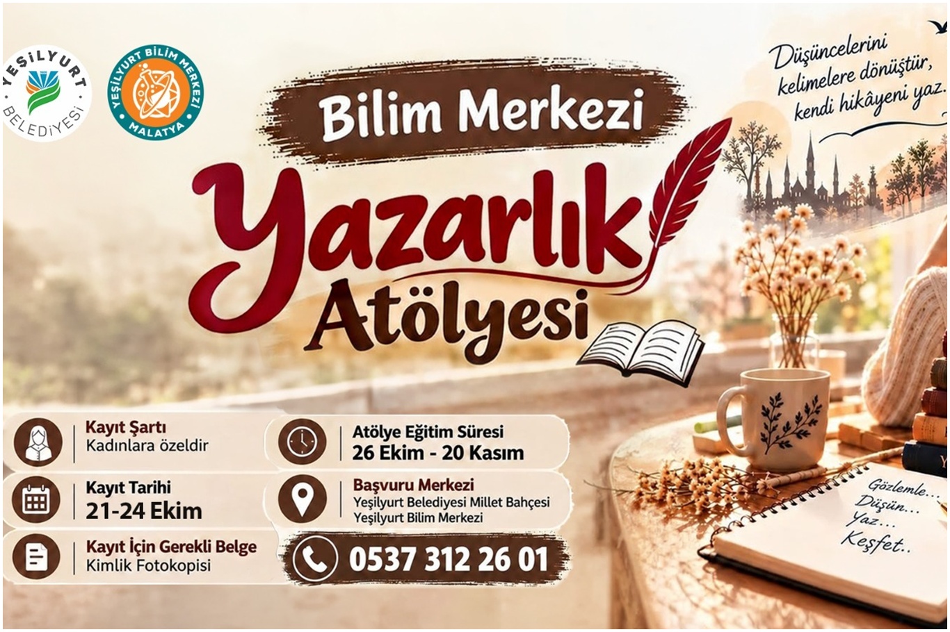 Yeşilyurt’ta kadınlara özel yazarlık atölyesi düzenlenecek