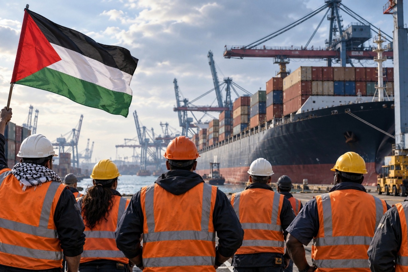 عمال الموانئ في 17 دولة يتحركون ضد تسليح الاحتلال الصهيوني