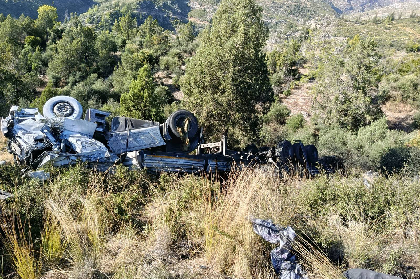 Antalya'da odun kömürü yüklü tır uçuruma devrildi: 2 yaralı