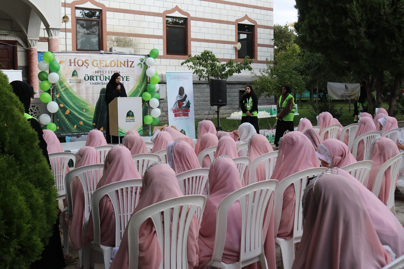 Young Muslim girls honored at Islamic hijab ceremony in Istanbul