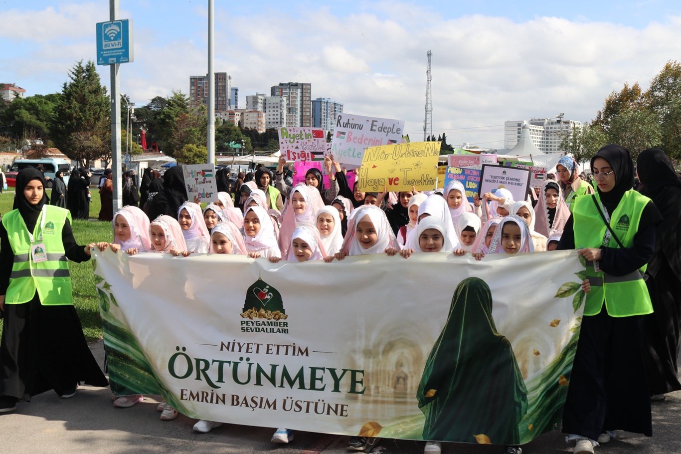 Young Muslim girls honored at Islamic hijab ceremony in Istanbul