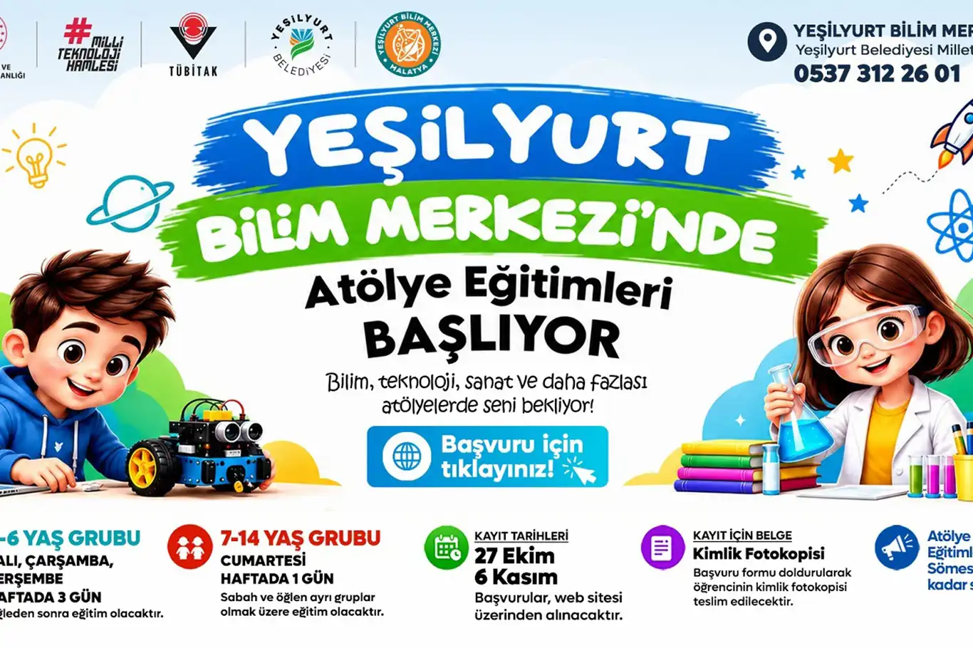 Yeşilyurt Bilim Merkezi'nde atölye eğitimleri için kayıtlar başladı