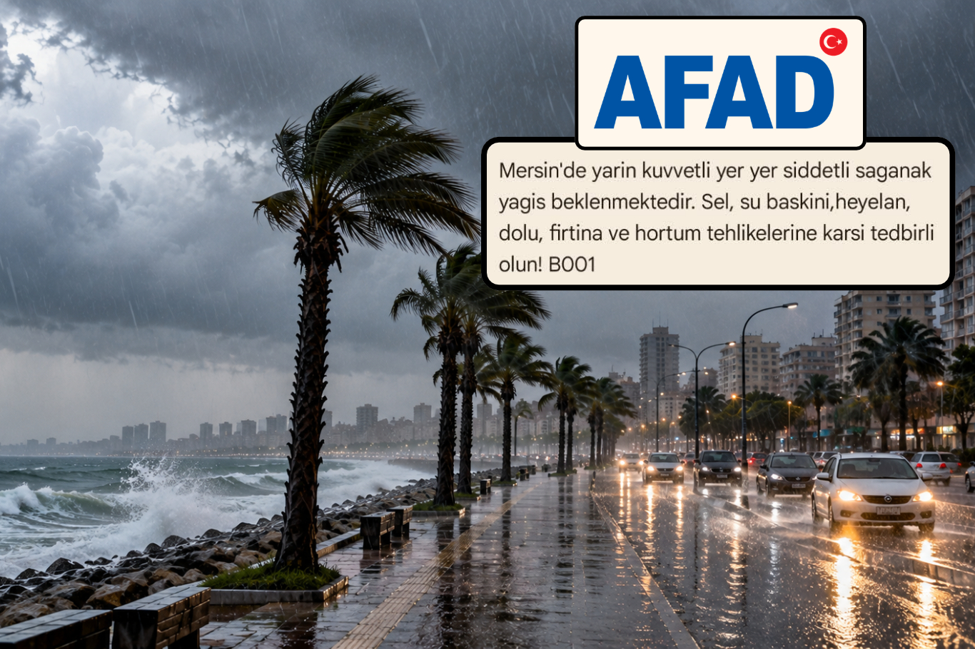 AFAD'dan Mersin için kuvvetli sağanak uyarısı