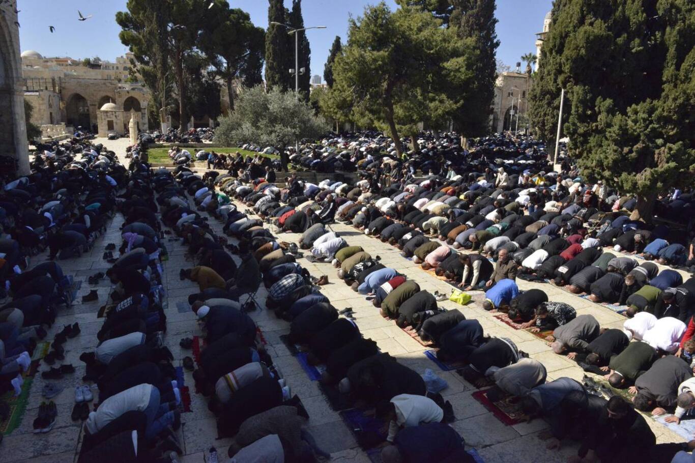80,000 Palestinians perform first Friday Ramadan prayers at Al-Aqsa Mosque 