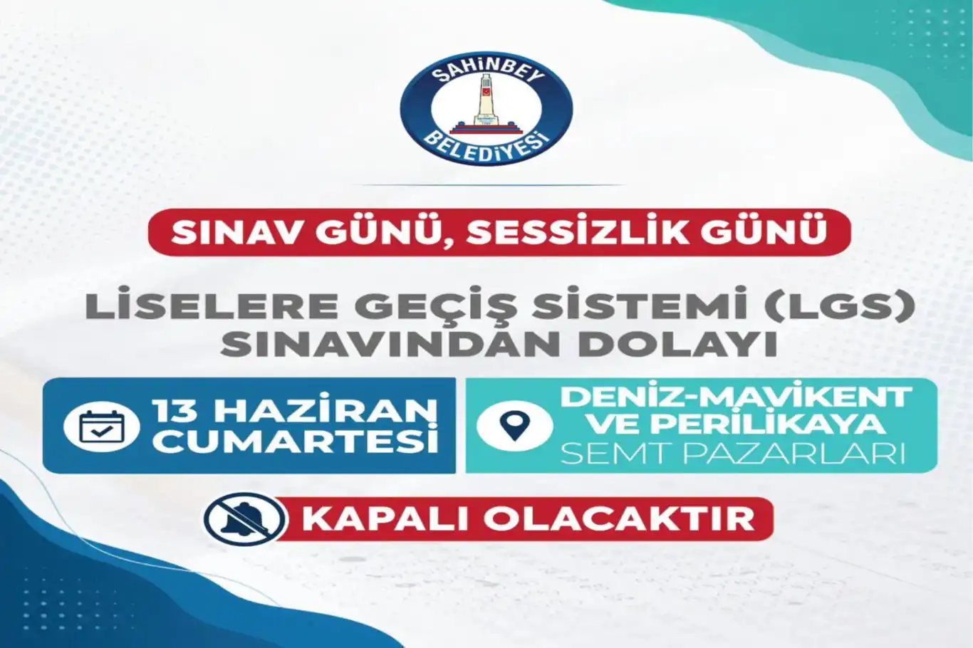 Gaziantep'te sınav günü semt pazarları kapalı olacak