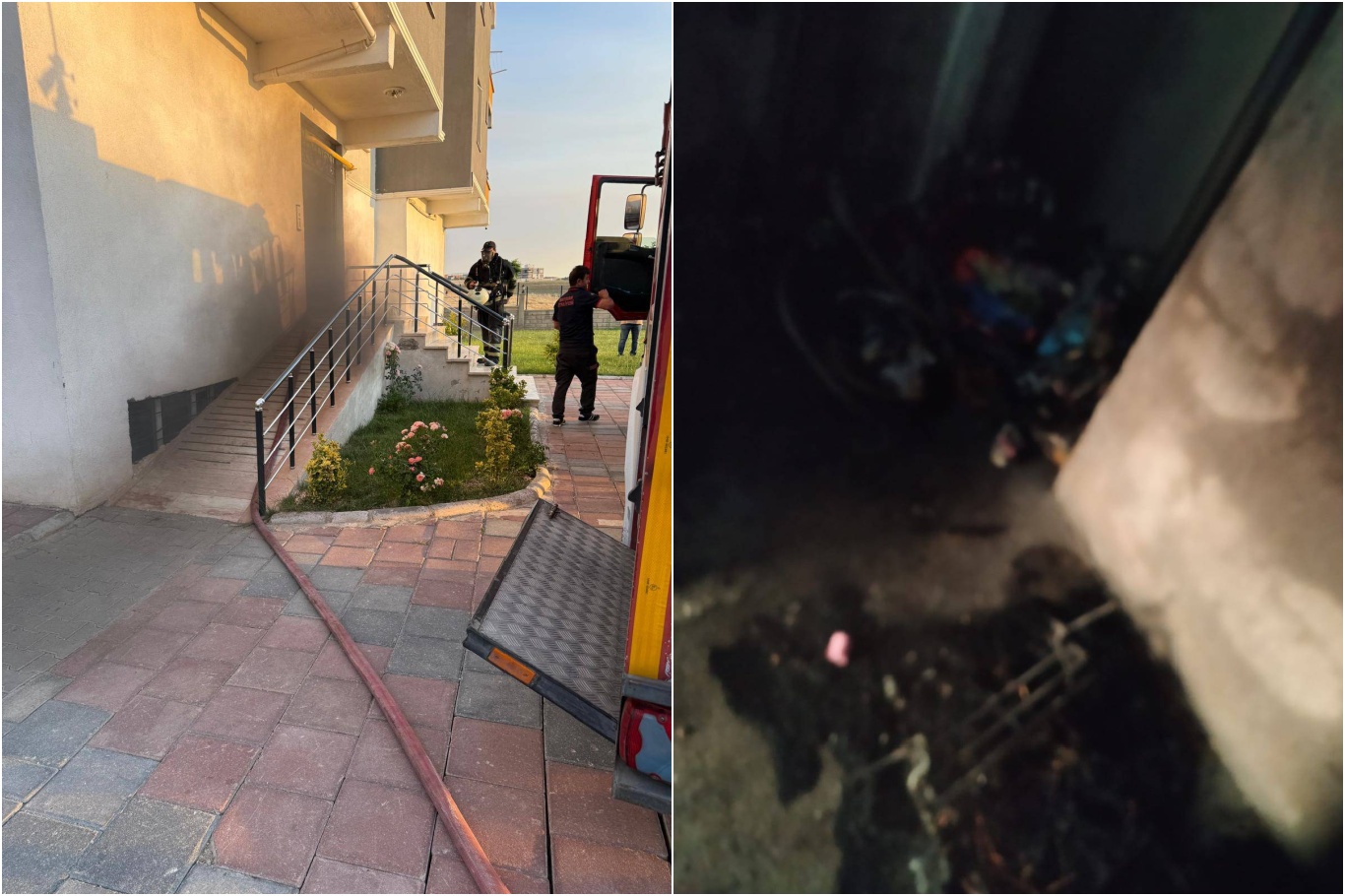 Batman'da yangın merdiveninde çıkan yangın paniğe neden oldu