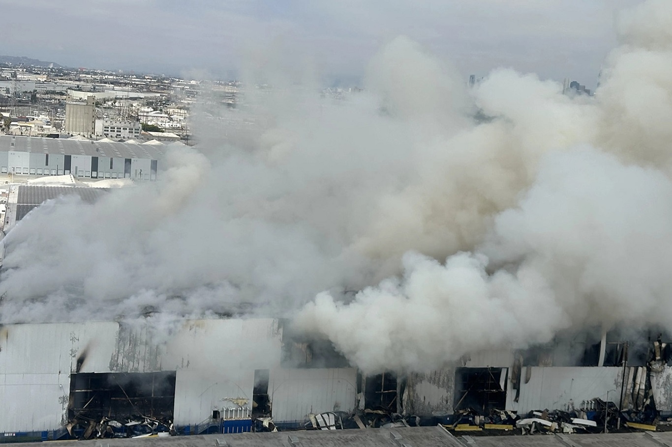 Los Angeles cold storage fire burns for a week as structural risks hamper containment