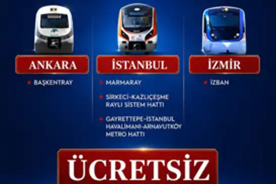15 Temmuz'da bazı raylı sistem hatları ücretsiz hizmet verecek