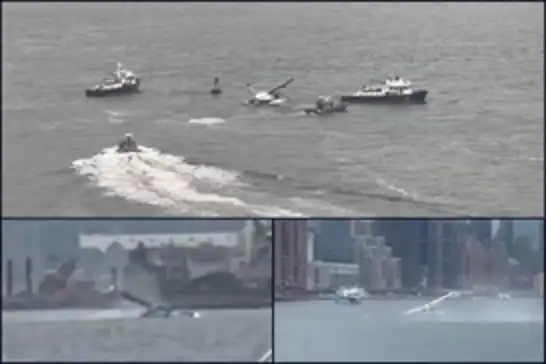 Eight rescued after seaplane makes hard landing on New York's East River