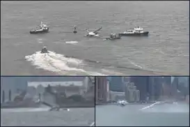 Eight rescued after seaplane makes hard landing on New York's East River