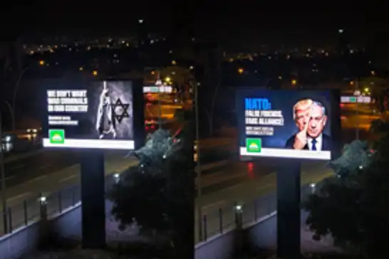 NATO'ya tepki içeren billboard sonrası HÜDA PAR merkez binasının elektriği kesildi!