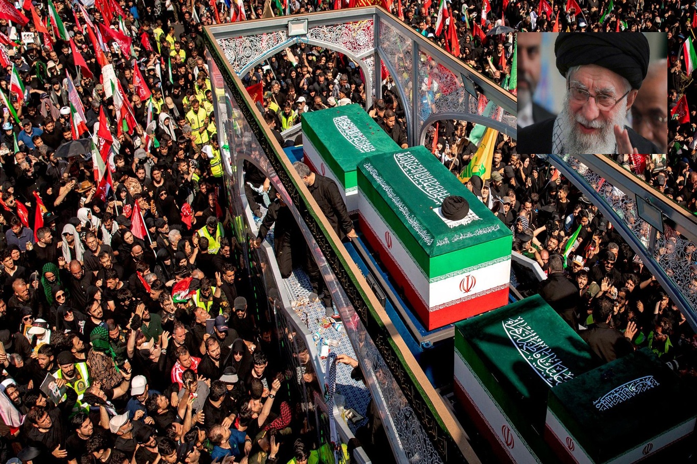 İran İslam inkılabı Rehberi Şehit Ayetullah Ali Hamaney Irak’ta uğurlanıyor