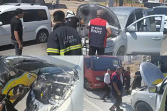 Siirt'te seyir halindeki kamyonette yangın çıktı
