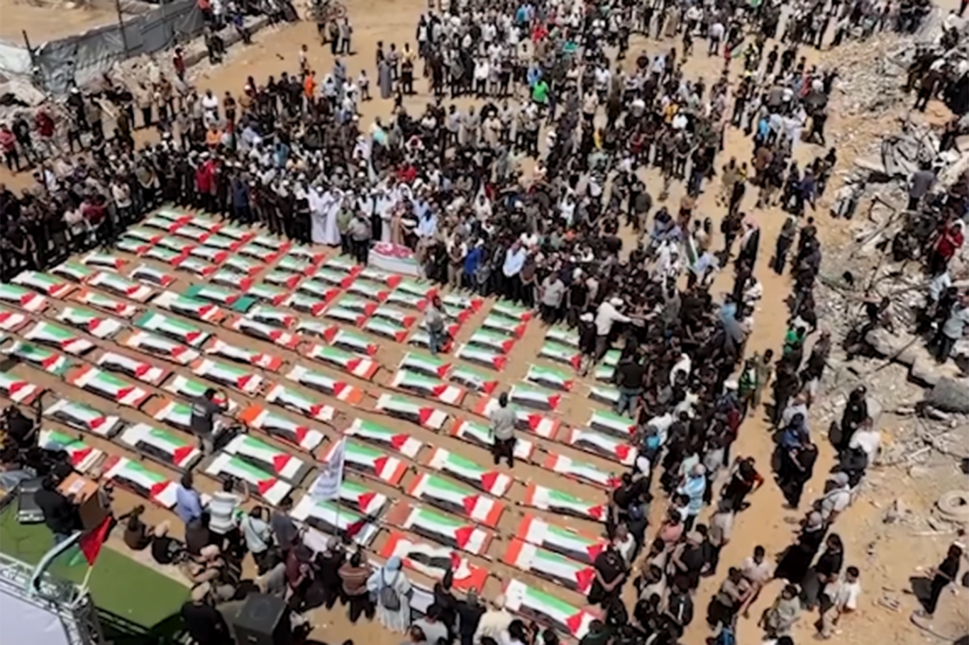 Mass funeral held in Gaza for 112 Palestinians recovered from rubble months after Israeli massacre