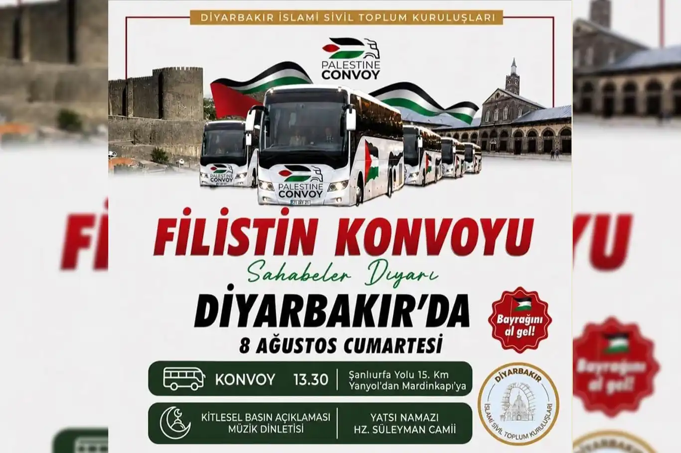 Diyarbakır'da Uluslararası Filistin Dayanışma Konvoyu'na destek: STK'lar basın açıklaması düzenleyecek