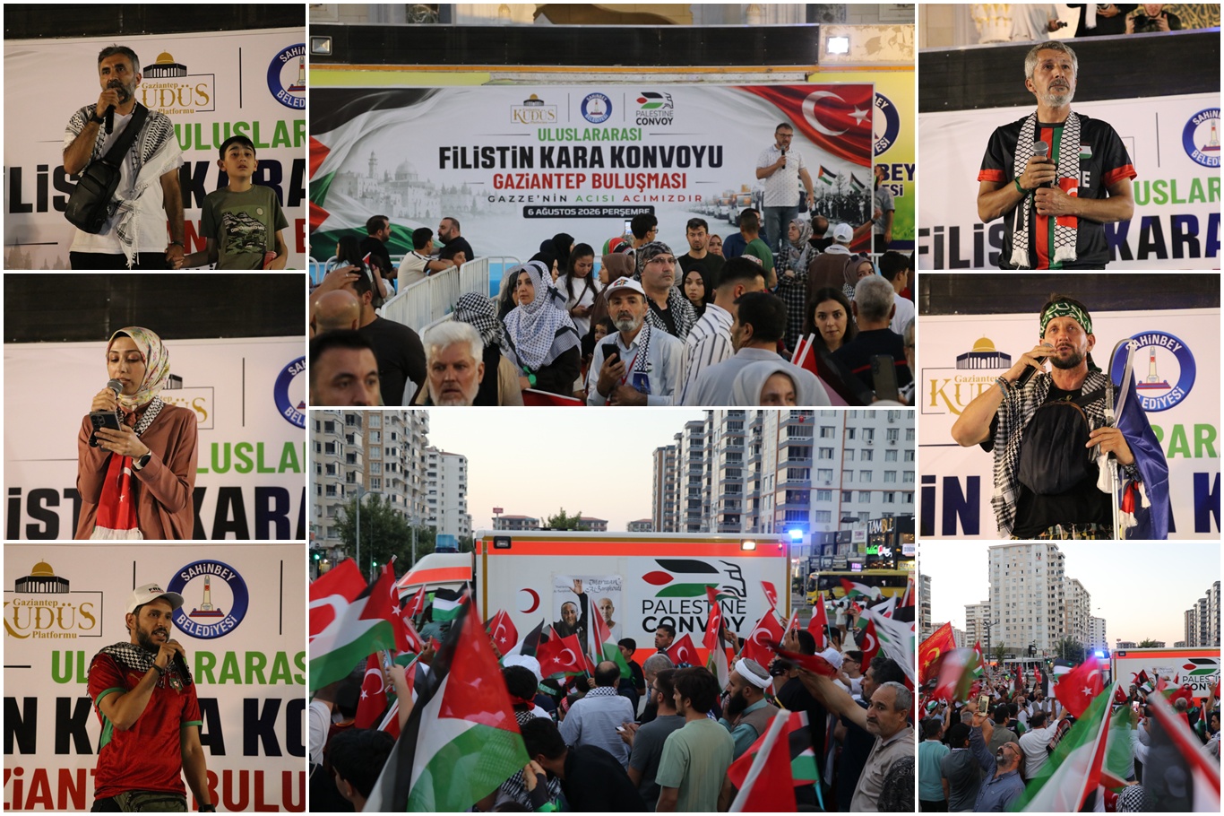 Uluslararası Filistin Konvoyu Gaziantep'te mitingle karşılandı
