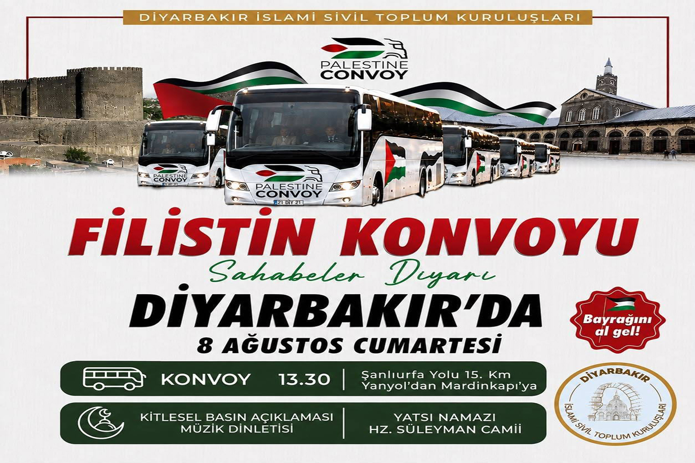Uluslararası Filistin Dayanışma Konvoyu yarın Diyarbakır'da karşılanacak