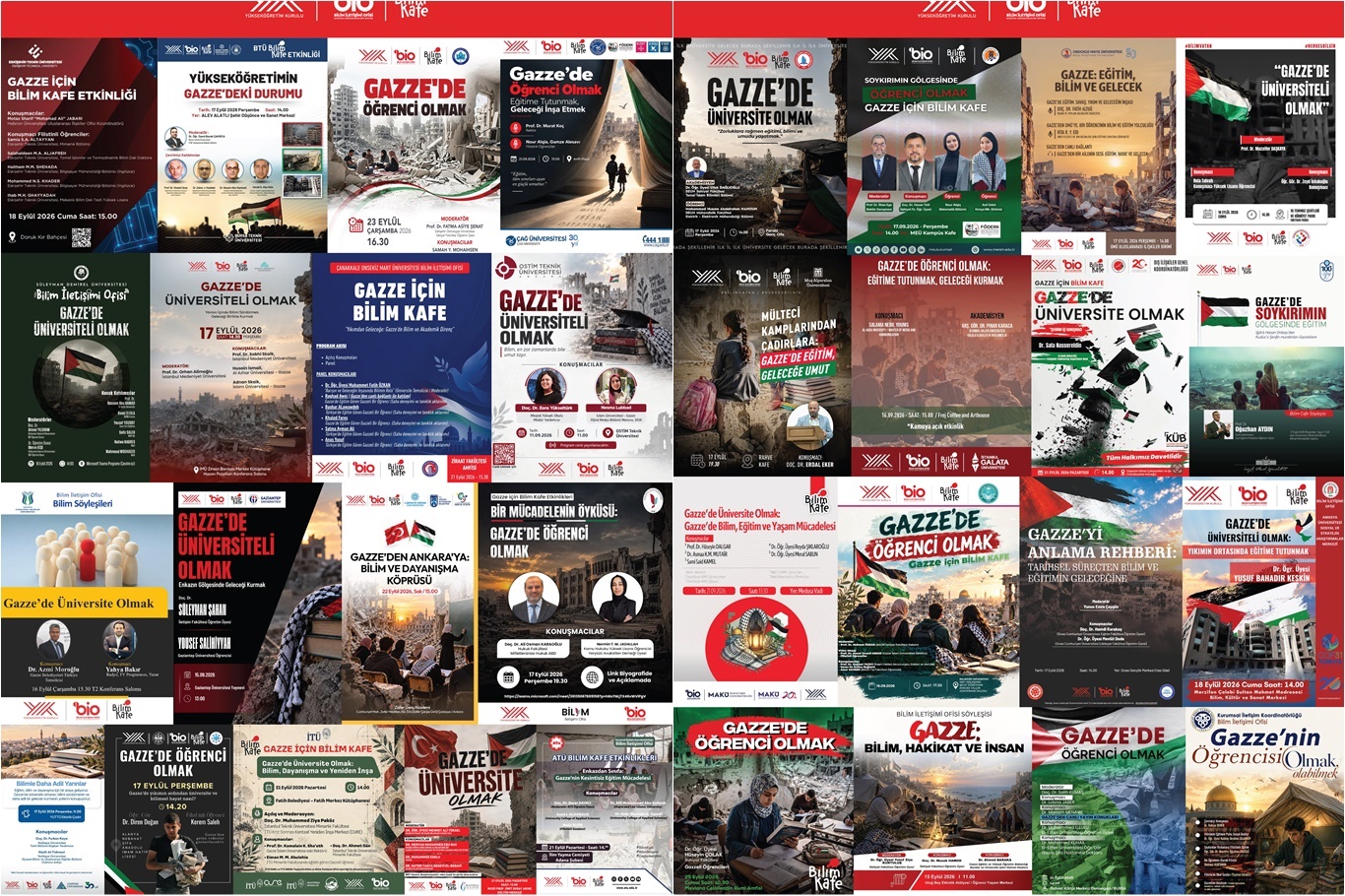 Gazze Üniversiteleri ile Dayanışma Programı - Bilim Kafe Afişleri