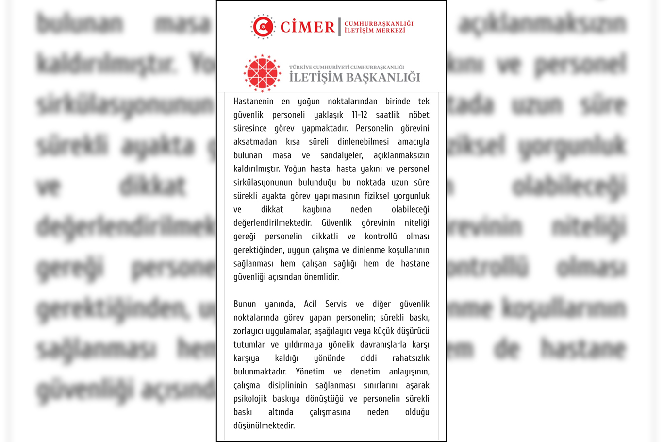Diyarbakır'da hastane güvenliğinden CİMER'e "mobbing" şikâyeti