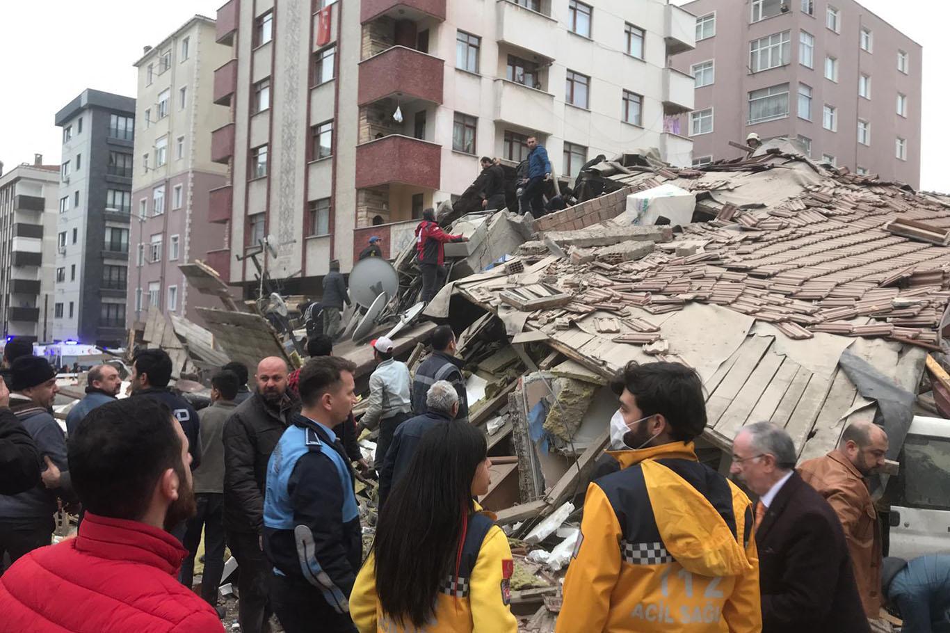 Building collapses in Istanbul
