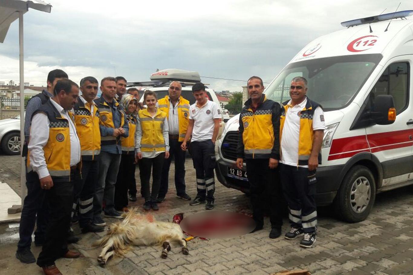 112 sağlık çalışanları atlattıkları kazalar için kurban kestiler