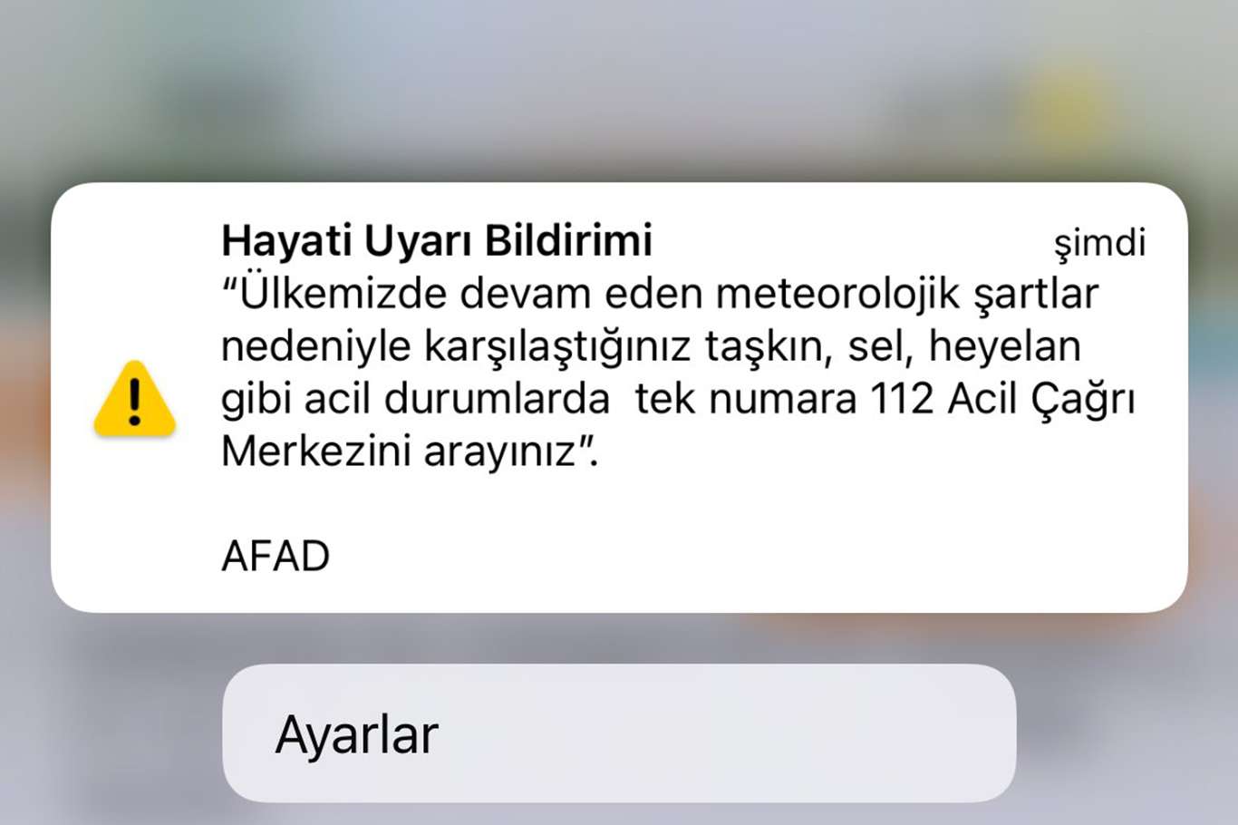 AFAD telefonlara "acil durum" gönderdi