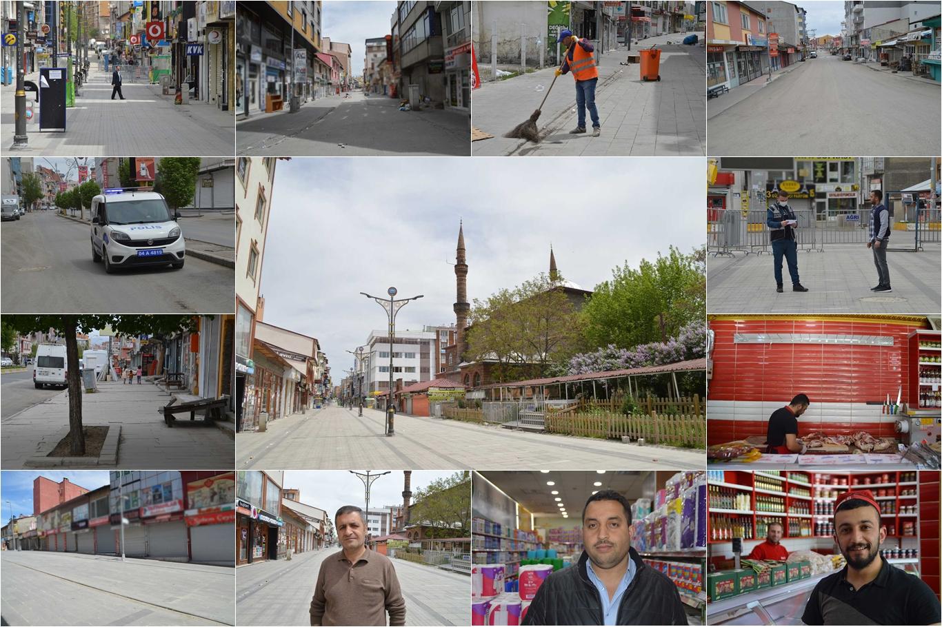 Ağrı'nın cadde ve sokakları yasak nedeni ile boş kaldı