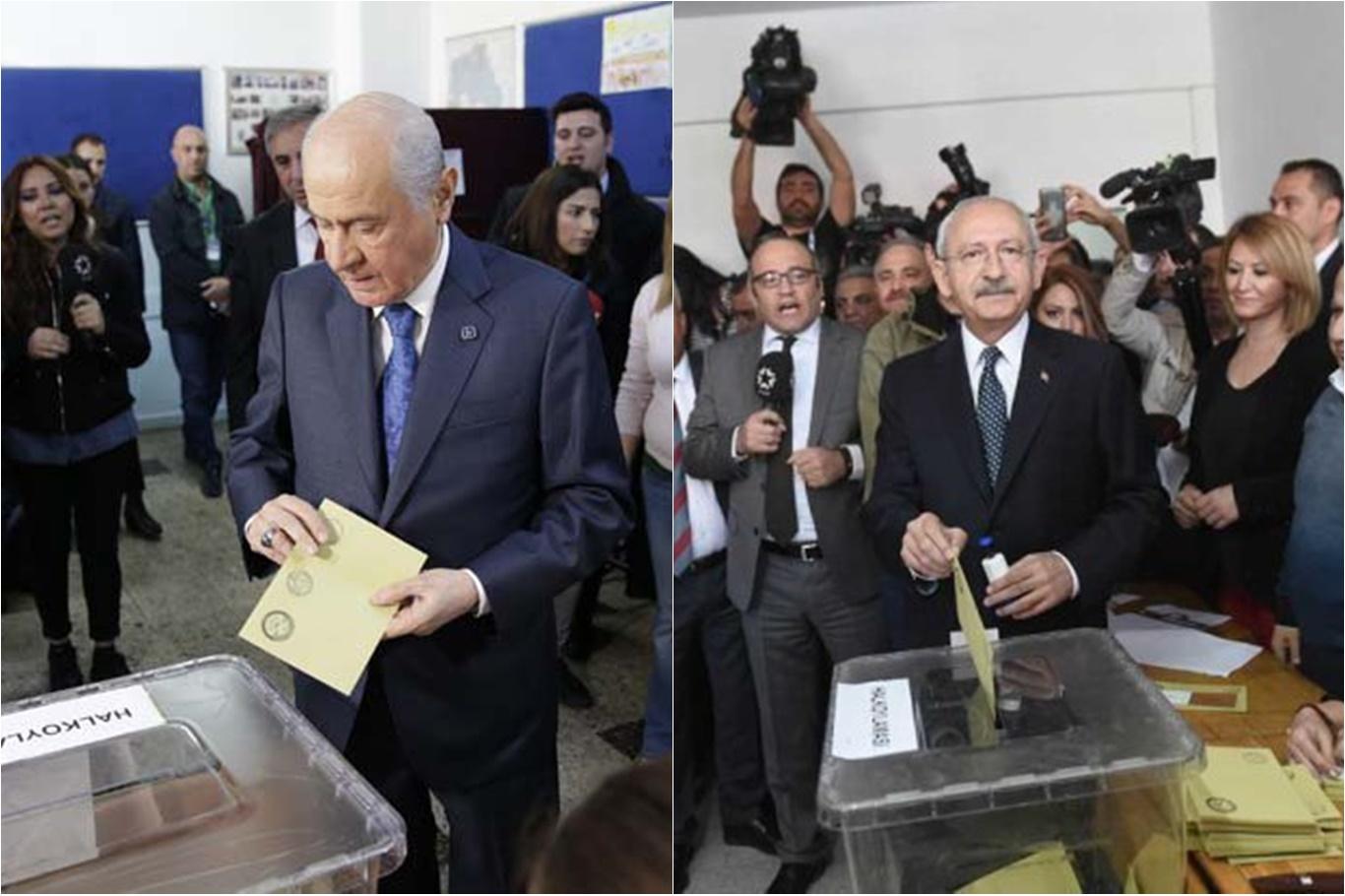 Bahçeli ve Kılıçdaroğlu'nun oy kullandığı sandıktan 'hayır' çıktı