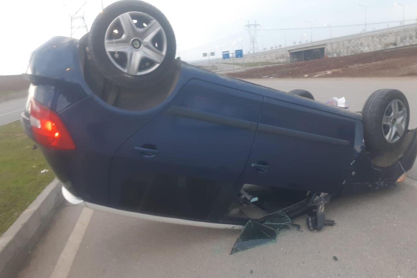 Batman'da takla atan otomobilden yara almadan kurtuldu